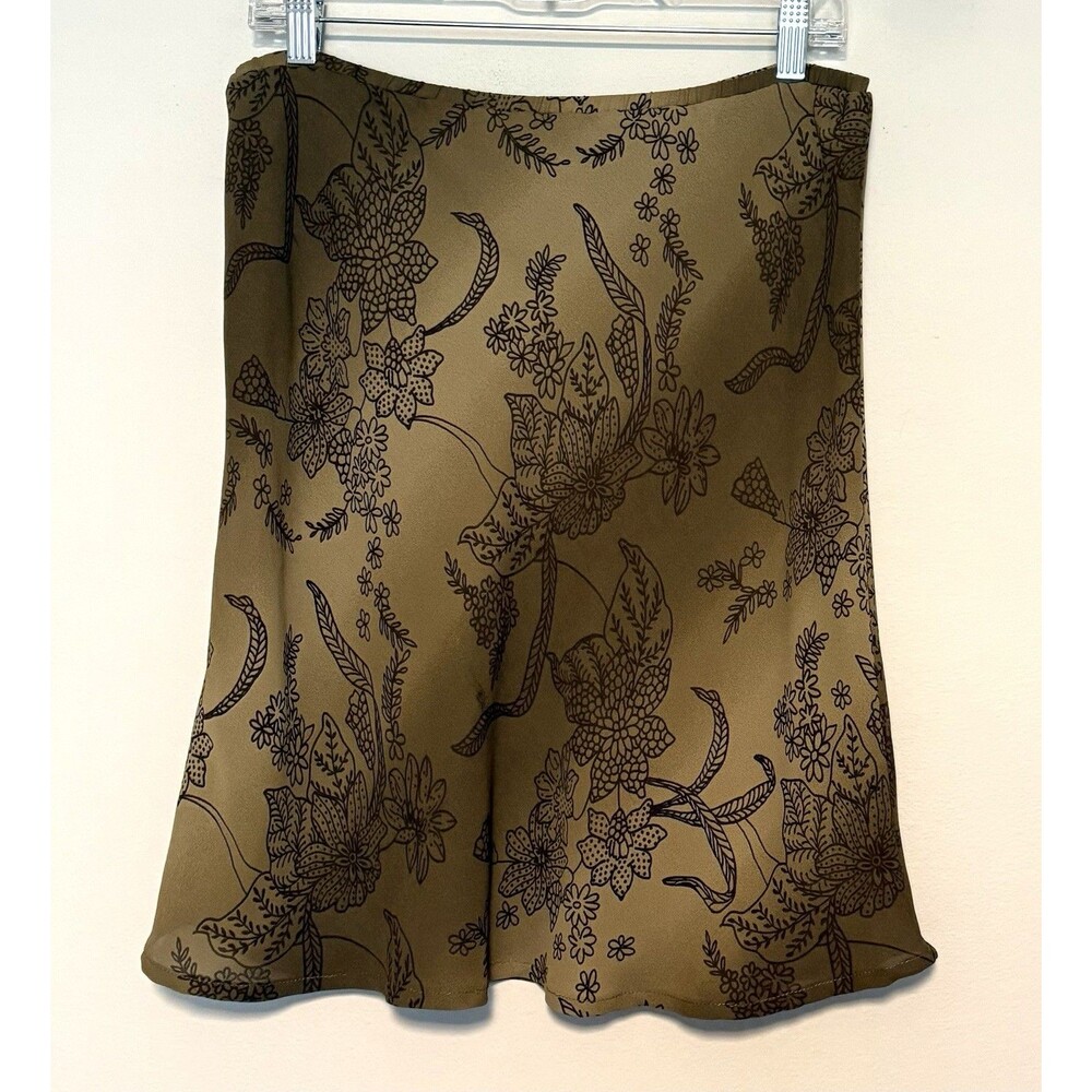 Vintage 90s Imagio Slip Skirt Sz L Lined Floral Flowy Boho Y2K